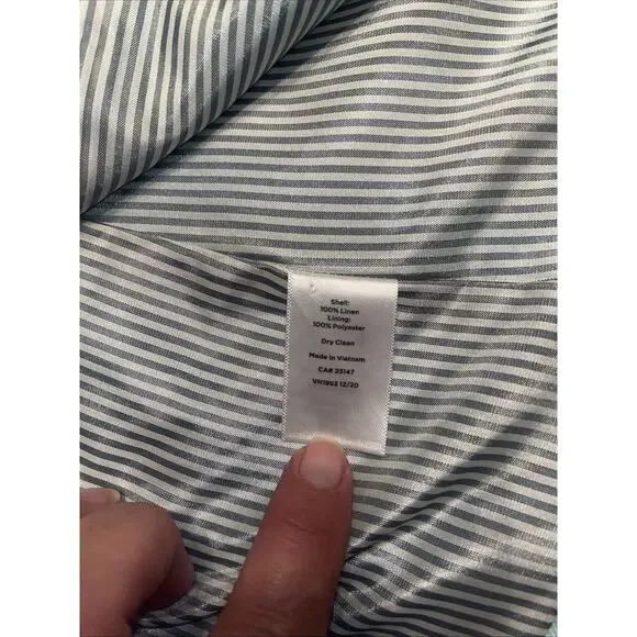 Talbots Blazer Womens Size 8 Blue 100% Linen One Button Jacket Lightweight - Picture 3 of 6